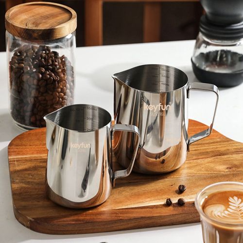 拉花缸316L不锈钢拉花杯尖嘴斜口牛奶杯打奶咖啡器具带刻度量杯