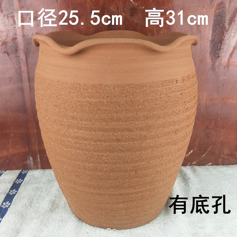 速发无釉素陶大号红泥土陶罐花盆陶瓷多肉老桩花盆高筒透气绿萝花