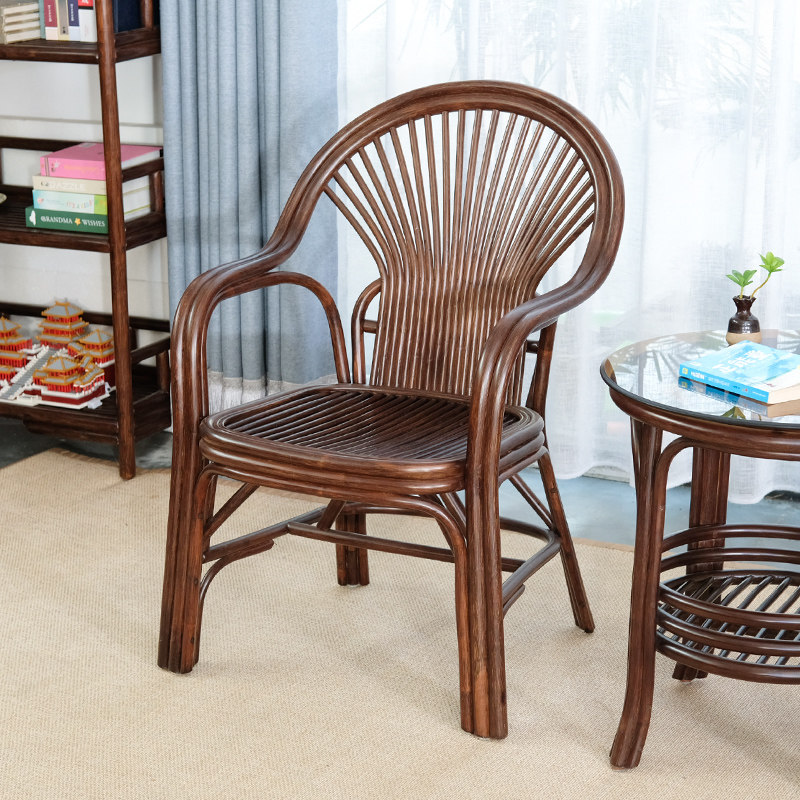 藤椅天然真藤靠背椅子单人腾椅滕椅三件套家用阳台休闲桌椅老人椅,住宅家具,阳台椅,淘宝优惠券,粉丝福利购,淘宝优惠卷
