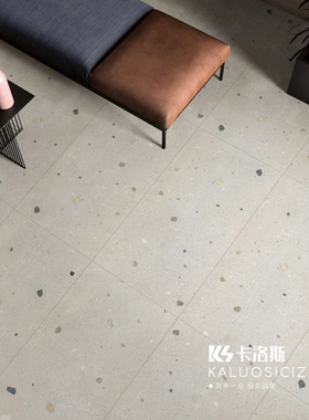大颗粒水磨石f瓷砖600x1200地砖客厅餐厅服装店瓷砖工程灰色仿古