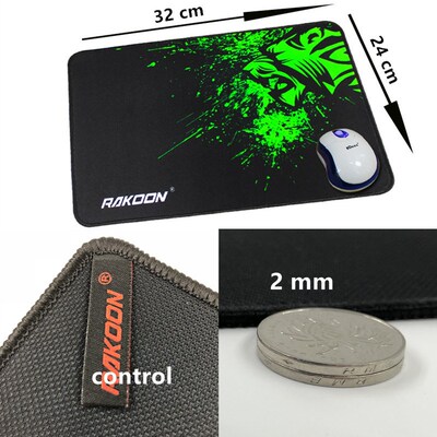 Green Print Large Gaming Mouse Pad Anti-slip Natural Rubber
