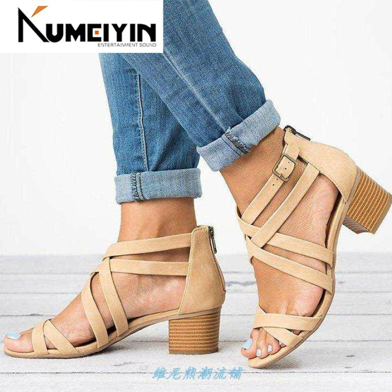 速发2020suMMer THick HeeLs 5cM saNDaLs for LaDies 43-