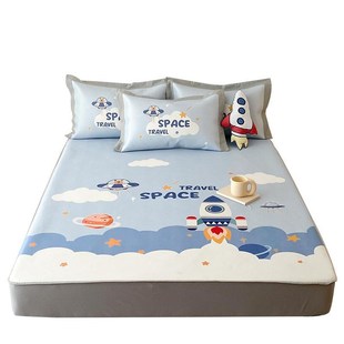 新款儿童上下床凉席1米夏天1.2单人1.35冰丝席子1.5m男孩床笠款可