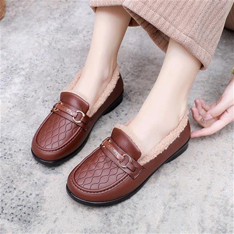 2024秋冬新款豆豆鞋女鞋加绒保暖休闲平底加厚棉鞋防滑Z防水妈妈,女鞋,棉鞋,淘宝优惠券,粉丝福利购,淘宝优惠卷