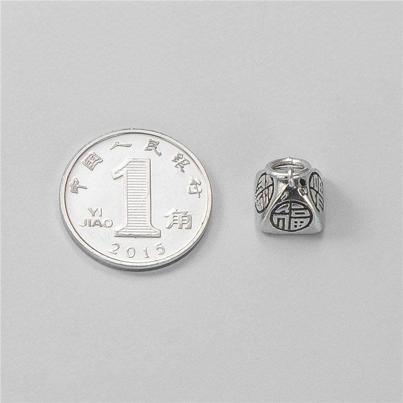 s925纯银泰g银复古福字吊坠DIY手工串珠水晶配件手链项链挂件材料