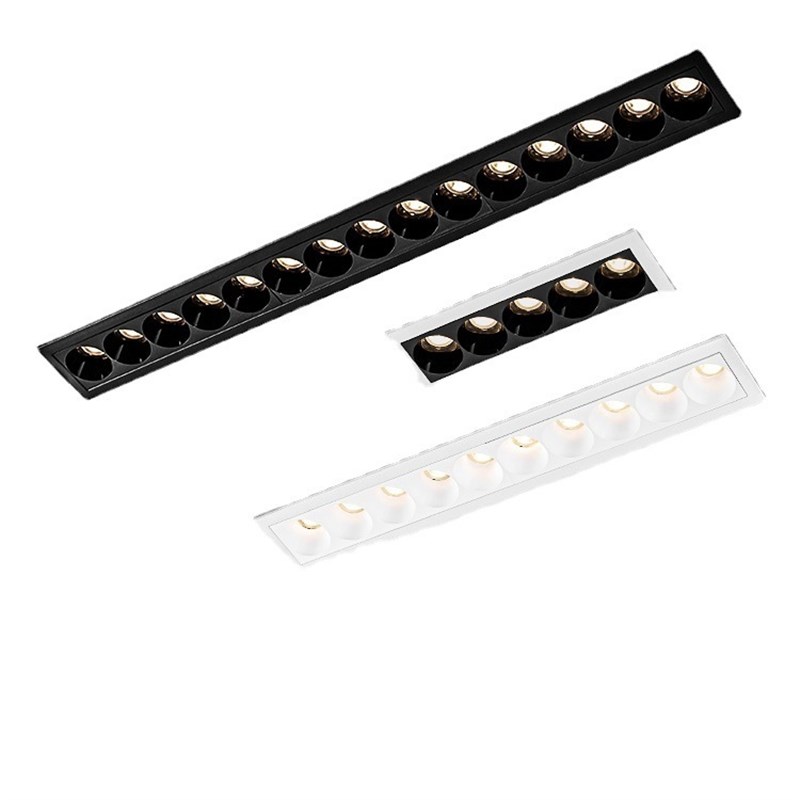 格栅射灯嵌入式防眩光无主灯2022年新款透镜条形线性l长条射灯