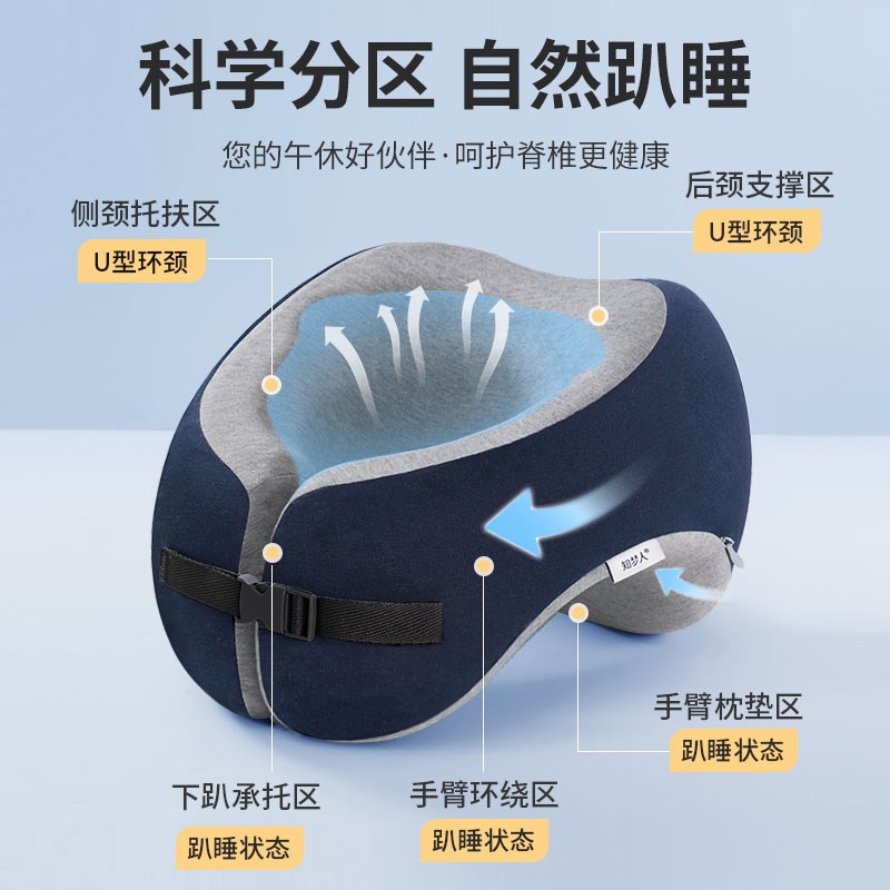 速发办公室午睡枕神器多功能抱枕学生教室桌上睡觉U型午休枕头趴