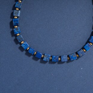 仙源青金石四方来财方块珠念珠福禄新中式文玩银饰单圈手串