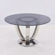 家家现代餐约轻奢钢化玻璃餐桌椅组合厂M用餐厅不锈钢圆形简桌