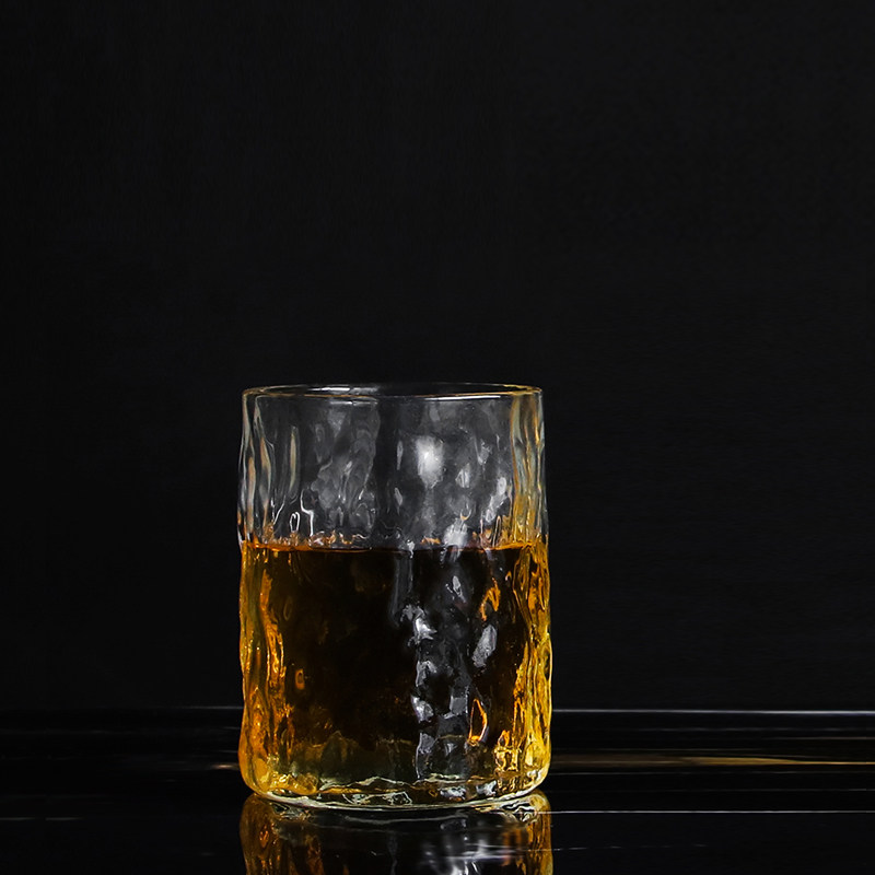 日式锤目纹玻璃冷水杯套装玻璃品茗杯家用大容量耐高温防爆水杯
