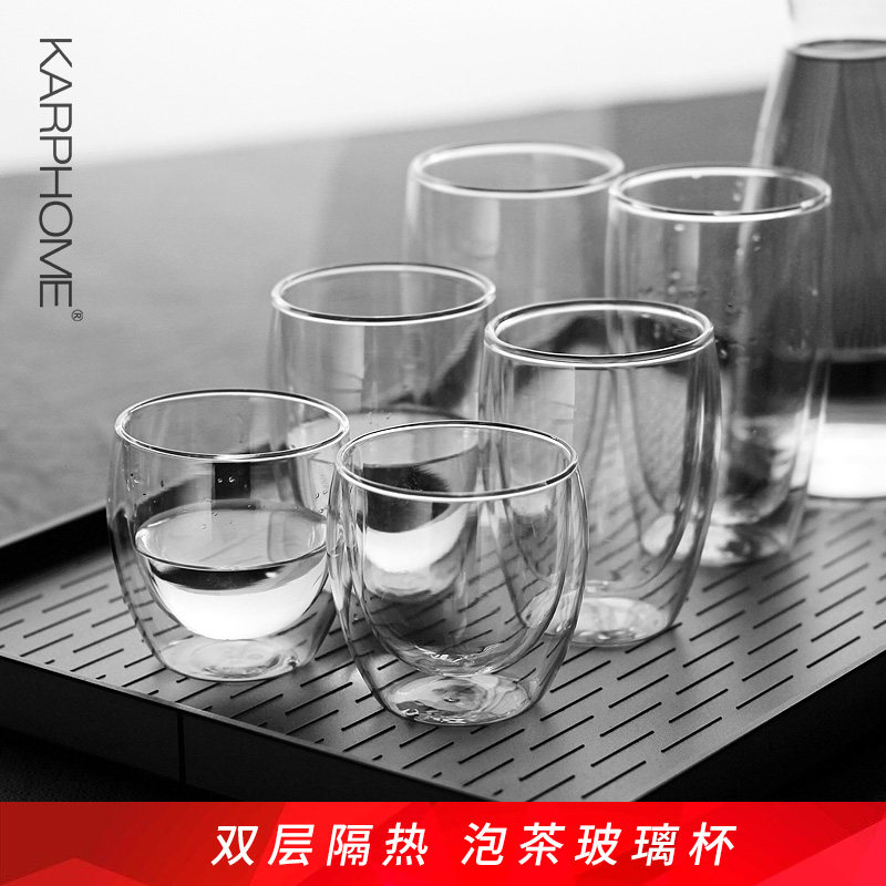 耐热双层玻璃杯套装家用防烫水杯茶杯口杯隔热牛奶咖啡杯子大容量,餐饮具,玻璃杯,淘宝优惠券,粉丝福利购,淘宝优惠卷