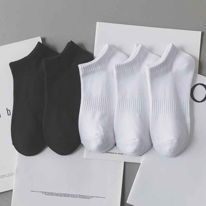 白袜子男士夏季薄款短袜青少年低腰短款纯色透气船袜浅口黑色新款
