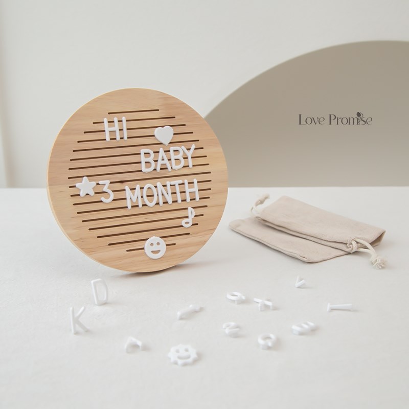 满月拍照道具字母留言板木质x婴儿宝宝百天儿童周岁北欧风生日布