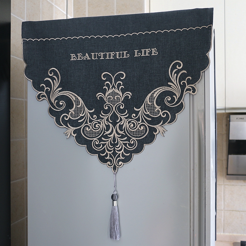 冰箱盖布家用对开门单双开门欧式新中式盖巾洗衣机刺绣布艺防尘罩