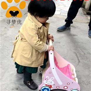 宝宝学步车手推车防侧翻O型腿木质学走路多功能助步婴儿学步推车