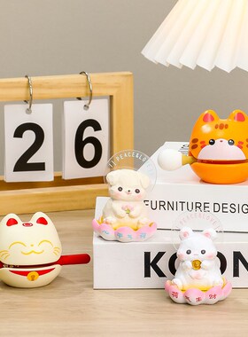 新年喜庆摆件好运莲莲家居好物办公室工位解压小木鱼情绪治愈摆件