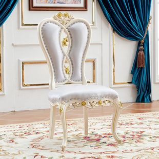 欧式实木现代餐厅椅子家用法式餐椅靠背凳子家用皮艺餐桌椅休闲椅