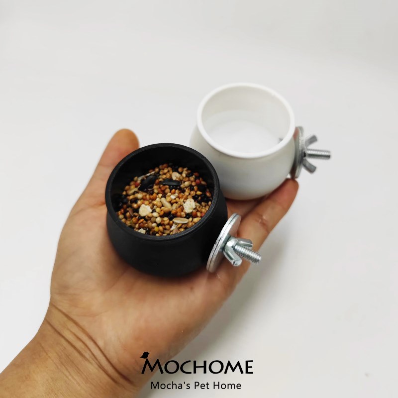 白与黑食盅鹦鹉鸟食杯食盒碗水杯喂食器饲料盒虎皮牡丹小型鸟适用