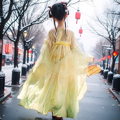 湖州织里童装女童汉服春秋款2024超仙儿童女孩古风裙子中国古装连