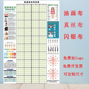 定制体态评估表瑜伽私教体位姿势身体评估背景墙体测表免费加logo