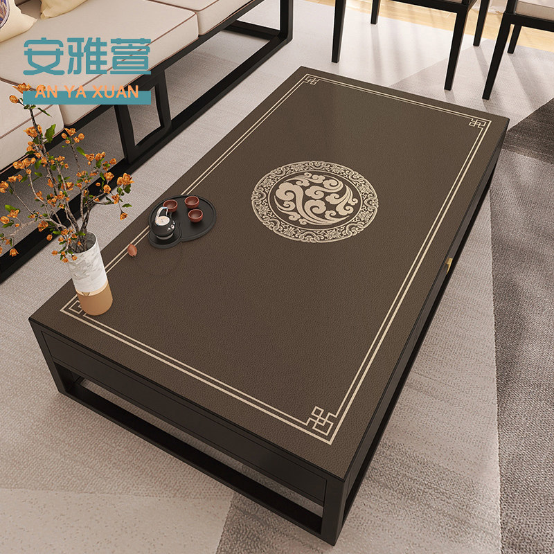 新中式皮革茶几垫防水防油免洗茶几桌布国风餐桌垫桌面保护垫布,居家布艺,桌布,淘宝优惠券,粉丝福利购,淘宝优惠卷