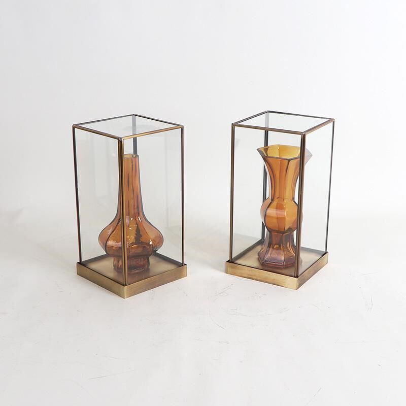 新中式现代花瓶玻璃展示罩摆件样板房间茶室家居简约软装饰品摆设