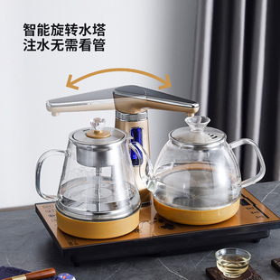 家用智能茶具全自动抽水电热烧水壶电磁炉蒸茶器透明玻璃水壶套装