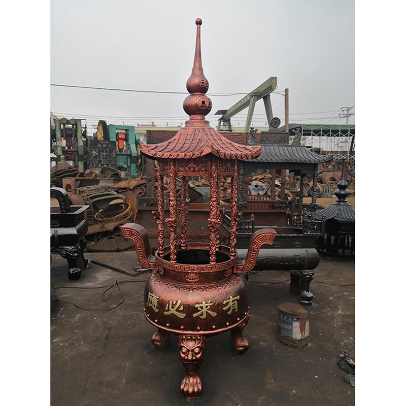 工厂销寺庙铸铁香炉户外坟前大号大型化金纸炉定制烧W经炉圆形定