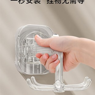 厨房吸盘六爪旋转挂钩架多功能锅铲勺子铲子收纳壁挂置物架挂架