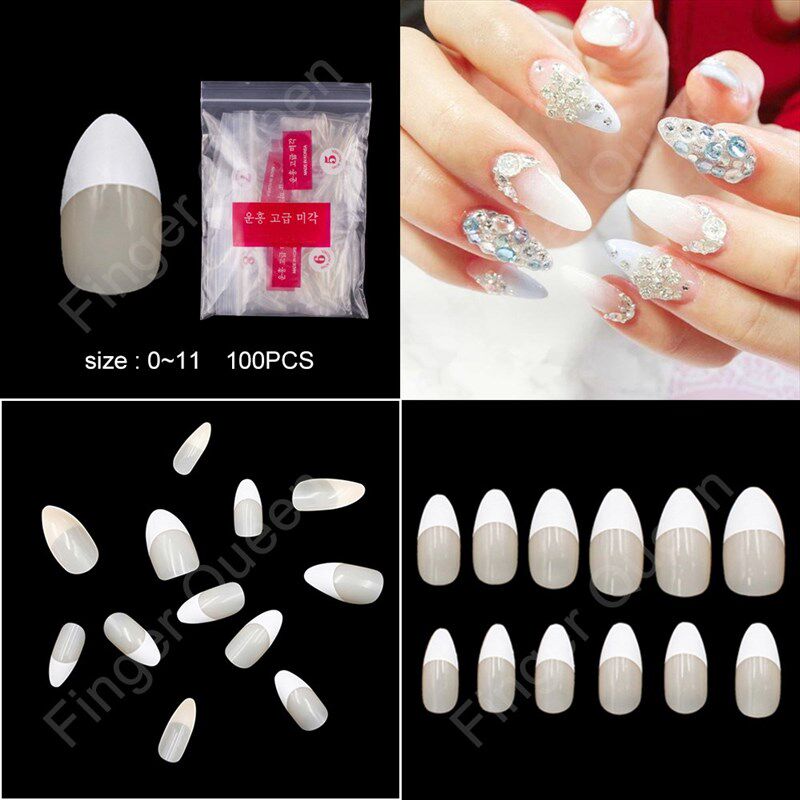 100pcs White Clear French False Acrylic Nail Tips Full/Half