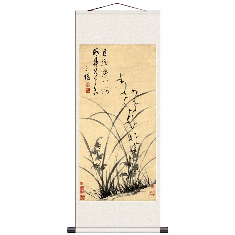 名家兰花客厅挂画装饰画玄关壁画定制丝绢卷轴画礼品字画蕙质兰心