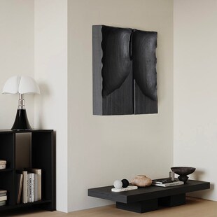 侘寂风碳化抽象艺术木雕装饰画民宿样板间玄关挂画高级感立体壁饰