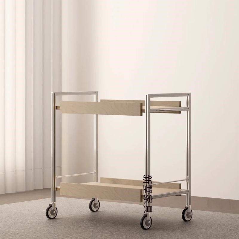 中古铝型材小推车可移动双层置物架原木客厅沙发边几海洋板收纳架,住宅家具,移动边几/推车,淘宝优惠券,粉丝福利购,淘宝优惠卷