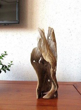 千年胡杨木枯木风化木随形根艺摆件新中式家居电视柜W客厅玄关饰