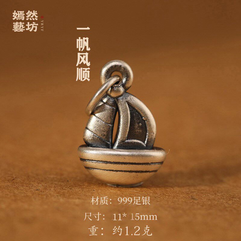 新品999足银铃铛可穿珠DIY配件3D纯银十二生肖吊坠挂件编织手绳女