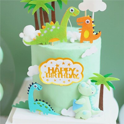 Cake Decor Cartoon Coco Tree Leaf Dinosaur Boy's Birthday Ca