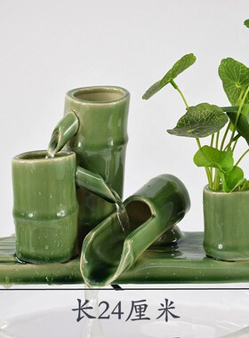 养鱼缸盆石槽小流水景口喷泉圆型玻璃陶瓷搭配件R循环增氧装饰DIY