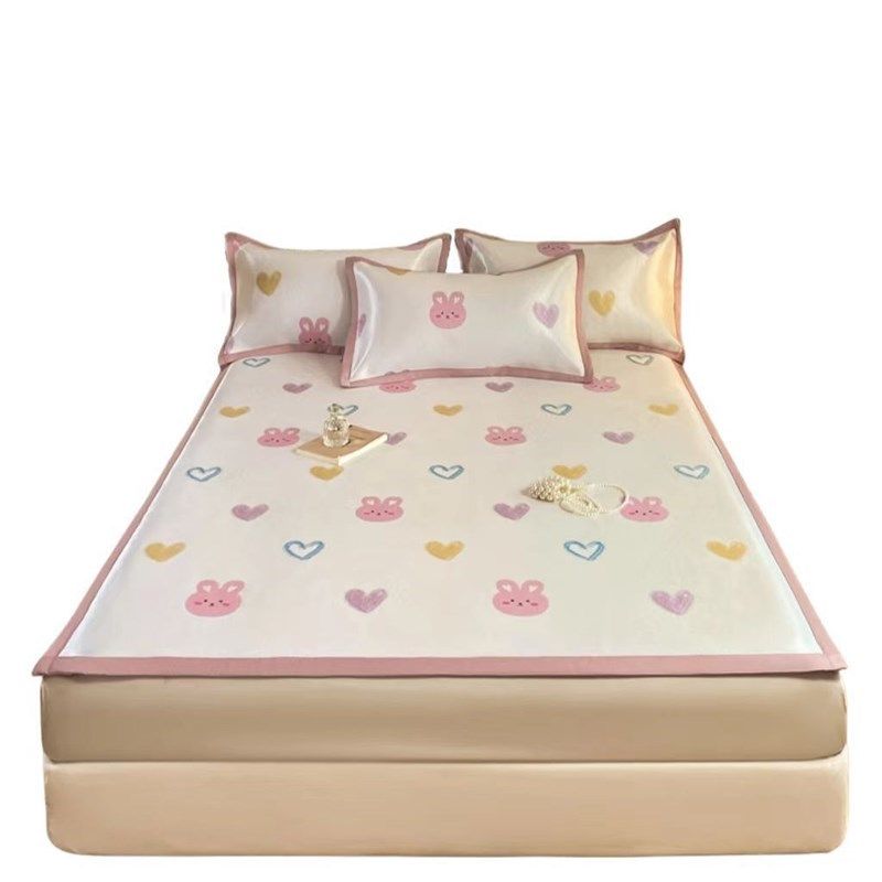 夏季冰丝凉席2024新款可机洗学生宿舍单人软席子床笠款藤席三件套,床上用品,冰丝席,淘宝优惠券,粉丝福利购,淘宝优惠卷