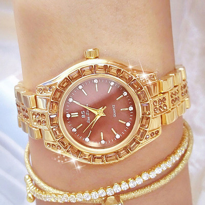 推荐Elegant Gold Bracelet Watch for Women Luxury Brand Rhine