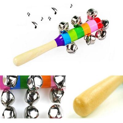 极速Baby Rattle Ring Wooden Handbell Baby Toys Musical Instr