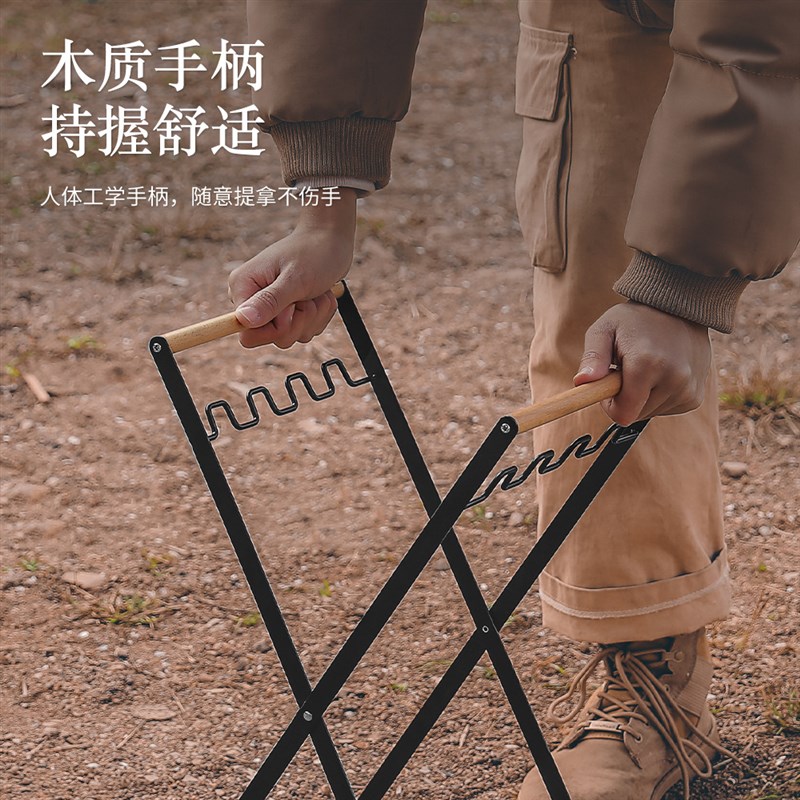 户外垃圾袋挂架可折叠厨房杂物收纳架塑料袋支架木柄铁艺垃圾挂架