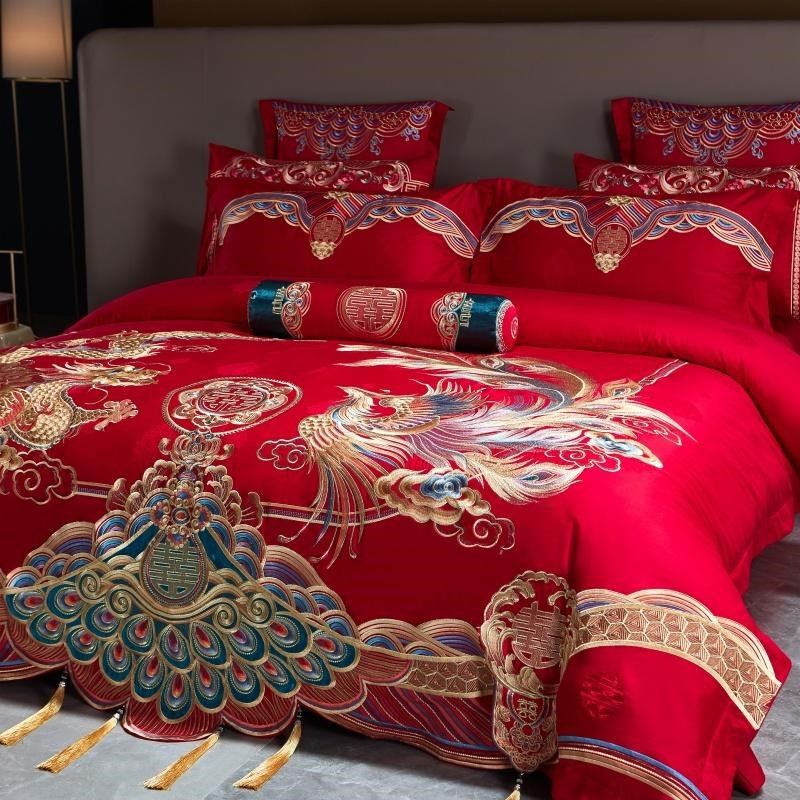 100支婚庆四件套大红全棉龙凤新结婚房嫁礼床上用品喜被,床上用品,婚庆床品套件,淘宝优惠券,粉丝福利购,淘宝优惠卷