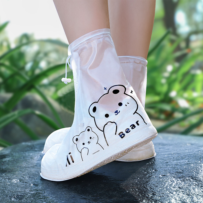 RAIN BOOT COVER WATERPROOF AND NON-SLIP MENS AND WOMENS RAINPROOF SHOE COVER HIGH OUTSIDE TO WEAR SEA SHOES S THICKENED WEAR-RESISTANT RAIN BOOT FEET