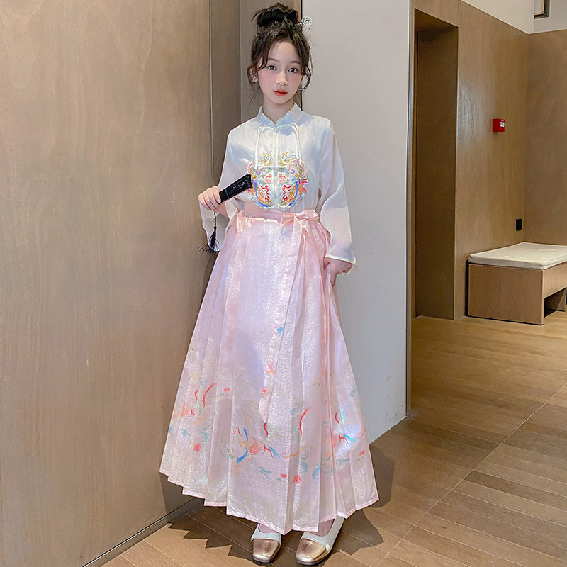 现货马面裙女童古风大童套装儿童汉服20H24新款春装春秋国风半身