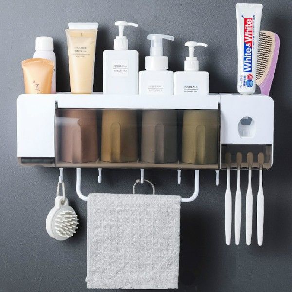 速发Bathroom Organizer Toothbrush Holder Plastic Cup Toothbr