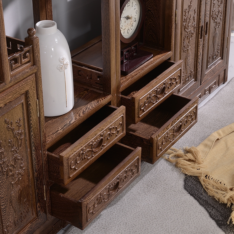 鸡翅木博古架新中式客厅1.8米原木置物架展示红木隔断柜