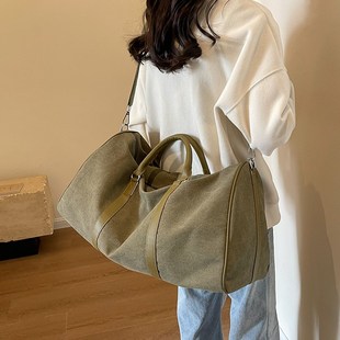 大容量帆布时尚女包短期旅行包轻便行李包手提外出旅游运动健身包