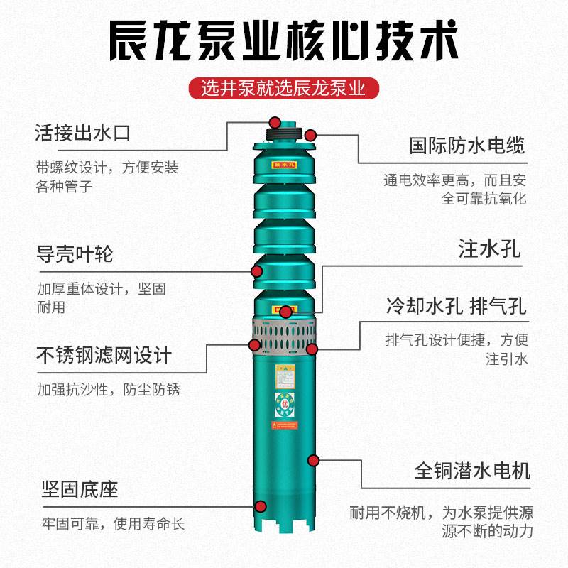 深井水泵高扬e程多级泵抽水机潜水泵380v三相水泵农田灌溉深井泵