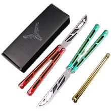 未开刃蝴蝶刀 海啸轴套音叉入门初学训练小刀balisong yy4一体柄