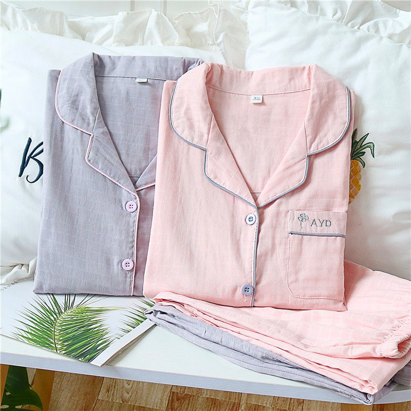 日系纱布长袖睡衣女士全棉开衫纯色大码家居服套装薄款可外穿,女士内衣/男士内衣/家居服,睡衣/家居服套装,淘宝优惠券,粉丝福利购,淘宝优惠卷